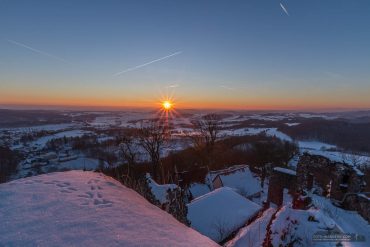 Sonnenuntergang beim Fotokurs auf der Burgruine Hohnstein im Südharz