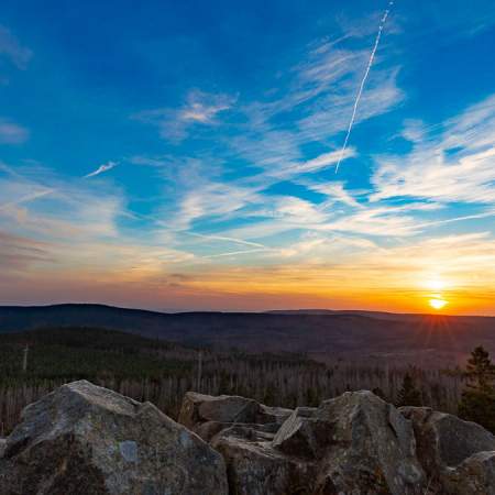 Sonnenuntergang auf dem Achtermann im Harz