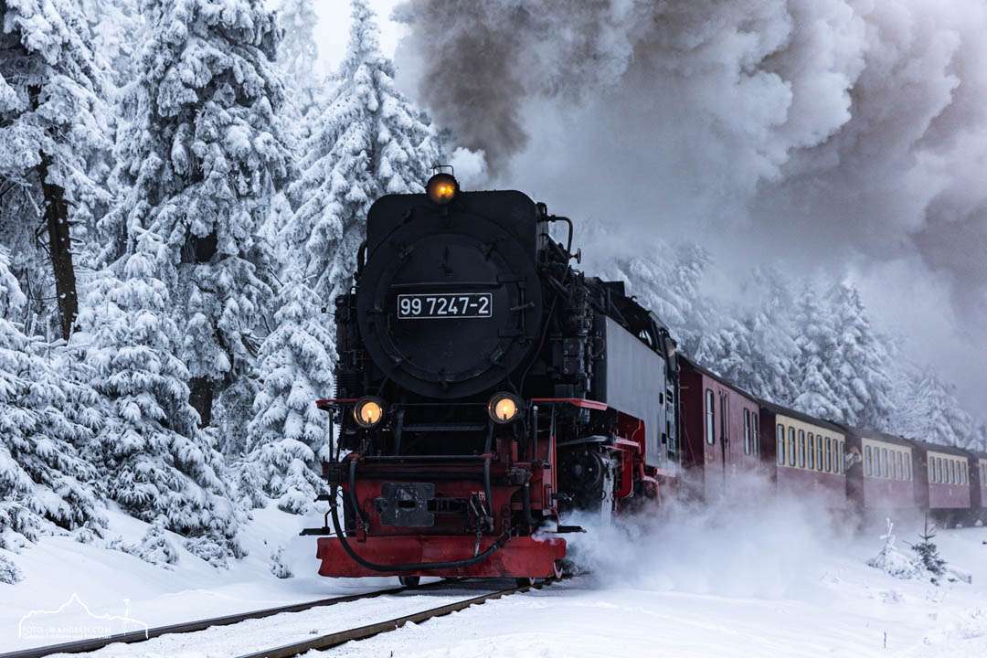 Brockenbahn beim Winter-Fotoworkshop-Wochenende im Harz
